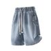 Men's plus Size Loose Casual Versatile American Style Denim Shorts Elastic Waist Trendy Washed Look Summer New_mkmklike.com