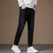 Men's Clothing Jeans Large Size Trendy Brand Fashion Trendy Brand Casual Elastic Small Straight Slim Trousers_mkmklike.com