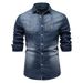 Men's Clothing Denim Shirt Casual Solid Color Long Sleeve Denim Shirt_mkmklike.com