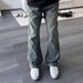 Men's Clothing Washed Flared Jeans, Spring New Arrival, Trendy Retro Style, Unisex Straight Leg Jeans, Design Sensibility_mkmklike.com