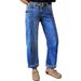 Men's Washed Blue Straight Leg Jeans With Line Details - Low Rise Relaxed Fit Denim Trousers For Casual Wear_mkmklike.com