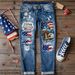 Winter Denim Ripped Jeans For Women Printed In Available_mkmklike.com