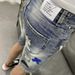 Men's Clothing Fashionable And Stylish Personalized Embroidered Denim Shorts Slim Fitting Skinny Pants Summer Thin Style Ripped Shorts_mkmklike.com