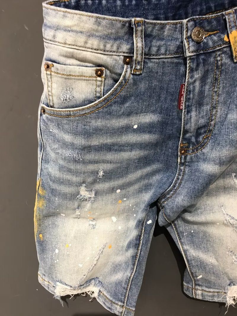 Vintage Washed Distressed Denim Shorts | Men's Stretch Retro 5-Inch Inseam With Artful Rips | Grunge Streetwear (Breathable & Sun-Faded For Summer)_mkmklike.com