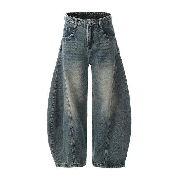 Men's Clothing Machete Jeans For Men, American Style, Washed, Distressed, Street Style, Cool, Niche, Design, Trendy, Loose Wide Leg Trousers_mkmklike.com