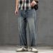 New Spring Jeans Men's Harlan Loose Trendy Brand American Retro Washing Double Craft Medium Waist Large Size Youth Embroidery_mkmklike.com