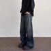 Vintage Distressed High-Waisted Straight Leg Jeans With American Streetwear Style - Trendy Ruffle & Washed Denim For Men & Women_mkmklike.com