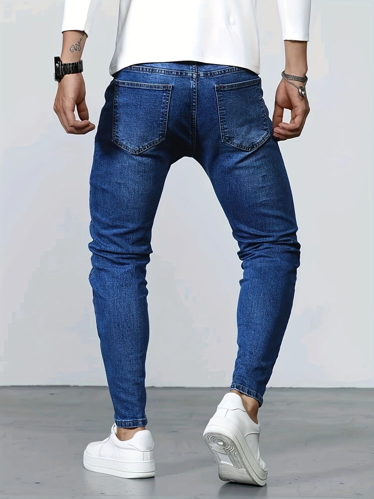 Skinny Ripped Jeans For Women & Men – Distressed High-Waisted Stretch Denim Pants (Sizes 30-38)_mkmklike.com