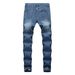 Men's Clothing Slim Fit Zipper Jeans For Men, Trendy Ripped Knees, Slim Fit Ripped Jeans, Men's Jeans_mkmklike.com