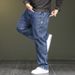 Spring And Summer New Jeans Men's Loose Casual Jeans Men's Elastic Splicing Versatile Straight Jeans Men_mkmklike.com