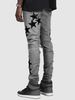 K New Star Patterned Fashionable High Street Denim Pants For Men, Slim Fit, Elastic And Handsome Pants_mkmklike.com