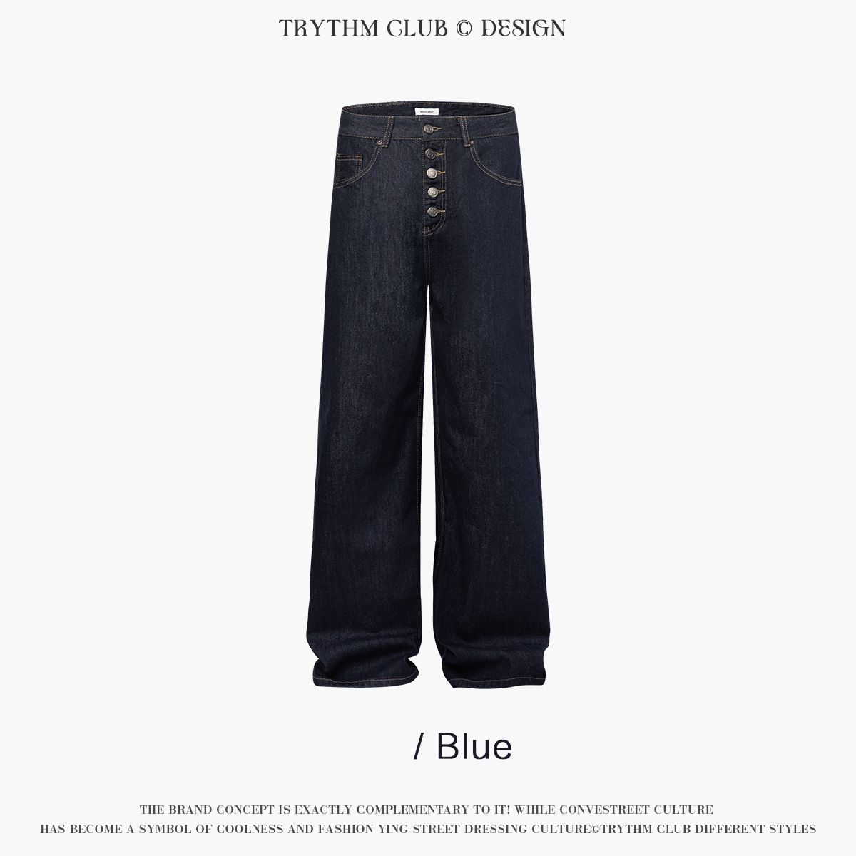 Men's Clothing New Washed Loose Straight Jeans Retro Button Down Straight Jeans_mkmklike.com