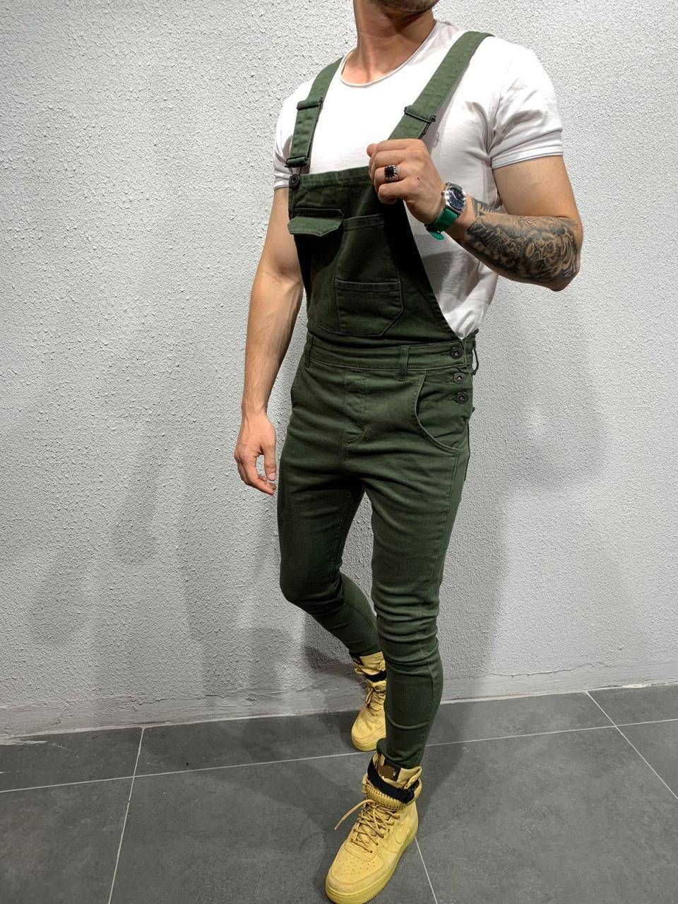 Men's Clothing Denim Overalls Solid Color Slim Men's Trousers Men's Work Clothes_mkmklike.com