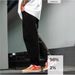 Men's Black Banana Stretch Jeans Mid Waist Straight Long Pants Softener Machine Washable_mkmklike.com