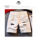Men's Washed Distressed Denim Shorts Lightweight Casual Streetwear Loose Fit Straight Leg Mid-Length Summer Shorts_mkmklike.com