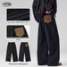 LKTM Men's Cleanfit A-Line Raw Denim Jeans Baggy Style Straight Leg Pants_mkmklike.com