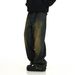 Men's Retro Distressed Washed Yellow Mud Dyed Jeans High Street American Style Loose Straight Trousers Floor Length Daddy Pants_mkmklike.com