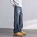 Elastic Autumn New Jeans Men's Fit Straight Loose Trendy Brand American Washed Middle Waist Youth American Retro_mkmklike.com