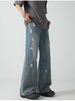 Washed Denim Jeans For Men In The Summer 2025, American High Street, Loose Loose, With Sense Of Draping, Featuring A_mkmklike.com