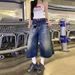 Women's Clothing Vintage Relaxed Wide-Leg Cropped Pants – High-Waisted, Washed Denim & Multi-Pocket Design_mkmklike.com