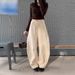 Korean Beef Women's Slimming Wide Leg Pants American Style Khaki Embroidered Curved Blade Jeans Versatile Winter Fashion_mkmklike.com