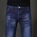 Men's Clothing Slim Fit Stretch Jeans – Classic Blue Washed Denim With Streetwear Edge_mkmklike.com