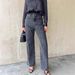 Rhinestone-Embellished High-Waist Straight Leg Jeans – Trendy Streetwear Denim Pants For Women & Men (Cotton Blend, Blue/Black-Grey)_mkmklike.com