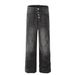 Men's Punk Distressed Washed Loose Straight Jeans Street Style Button Closure Casual Wide-Leg Pants_mkmklike.com