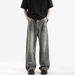 Nordmann American Style Vintage Distressed Patchwork Ripped Jeans For Men Ins Trendy High Street Slim Fit Design Pants_mkmklike.com