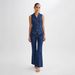 K New High Waisted Slim Fit Fashionable Sleeveless Denim Vest Wide Leg Pants Set For Women_mkmklike.com