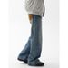 Men's Relaxed Fit Washed Denim Jeans – Vintage Blue Straight Leg With Flared Hem, Retro Streetwear (Sizes S-3xl)_mkmklike.com