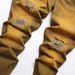 Men's Straight Leg Distressed Jeans - Vintage Washed Brown Cotton Denim Pants With Ripped Details, Non-Stretch Urban Streetwear_mkmklike.com