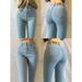 Plus Size European And American Style High Waist Peach Hip Stretch Light Blue Denim Women Slim Fit Bodycon Skinny Pencil_mkmklike.com
