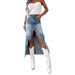 Irregular Tassels Denim Skirt Women Y2k High Waist Sexy Split Long Skirts 2025 Vintage Streetwear Female Jean Maxi Skirts_mkmklike.com
