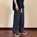 Vintage Straight Leg Jeans For Men - Relaxed Fit Casual Trousers With Elastic Drawstring Waist & Unique Design_mkmklike.com