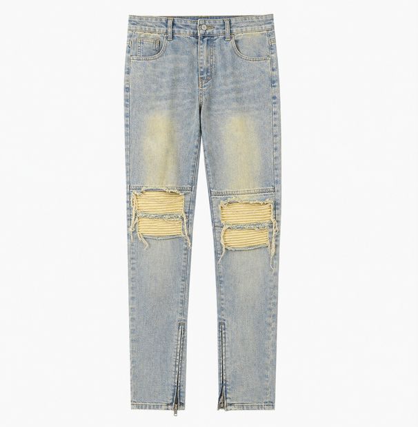 Dark Rock Hip-hop Style Men's Oversize Straight Jeans Loose Fit Letter Star Print Pencil Pants_mkmklike.com