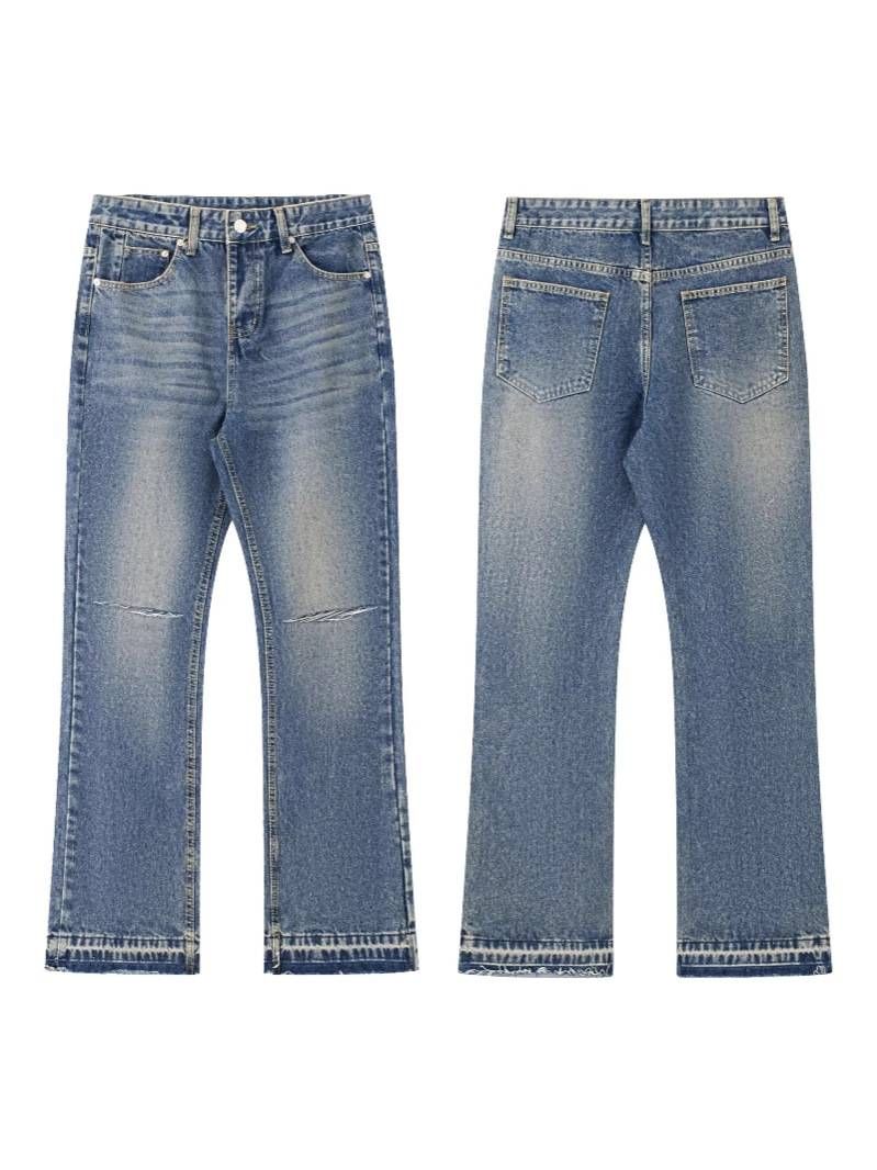 Men's Clothing Retro Hip Hop Printed Jeans Street Fashion Loose Straight Wide Leg Pants_mkmklike.com