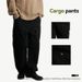 Men's Clothing Loose Fit Trendy Brand American Vintage Workwear Jeans - Straight Leg Cargo Pants With Rivets & Multi-Pockets (Black, Dark Army Green)_mkmklike.com