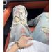 "Men's Streetwear Floral Distressed Jeans – Loose Straight Cut & Edgy Ripped Details (Bold Style, Summer Ready)"_mkmklike.com