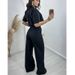 Women's Clothing new fashion cotton and linen short tops high waist wide leg suit pants _mkmklike.com