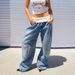 Women's Y2K Patchwork Straight Leg Jeans - Pure Cotton Low Rise Casual Denim With Elastic Waist & Roll-Up Hem_mkmklike.com