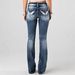 Embroidered High-Waisted Stretch Jeans – Distressed Denim Pants With Intricate Stitching (Navy & Black, S-XXL)_mkmklike.com