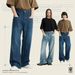 Men's Korean-Style Wide-Leg Jeans – Retro Front Pocket Design, Straight Fit, Floor-Length (Light Blue, Dark Blue, XS-XL)_mkmklike.com