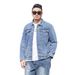 Trendy Brand Large-size Men's Clothing Spring And Autumn New Light Blue Washed Water Ripped Denim Jacket Loose And Fattened Men's Coat_mkmklike.com
