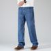 Pure Cotton Denim Men's Spring And Summer New Loose And Fattened Plus Size Jeans Men's Foreign Trade Large Straight Jeans Men_mkmklike.com