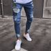 Badge Jeans Trendy Knee Zipper Small Foot Trousers Broken Men's Denim Pants_mkmklike.com
