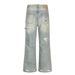 American Heavy Washed Vintage Ripped Knee Jeans Flared Street Style Loose Men's Casual Long Pants_mkmklike.com