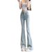 American Retro Light-colored Flared Jeans For Women, 2025 Autumn And Winter New Style, High-waisted, Hip-lifting,_mkmklike.com