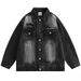 Distressed Denim Jacket - Oversized Hip-Hop Style With Embroidery & Ripped Details, Unisex Streetwear Coat For Men & Women_mkmklike.com