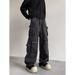 Spring And Autumn New High Street Multi-pocket Functional Tooling Jeans Men's Vibe Trendy Brand Street Loose Wide-leg Trousers_mkmklike.com